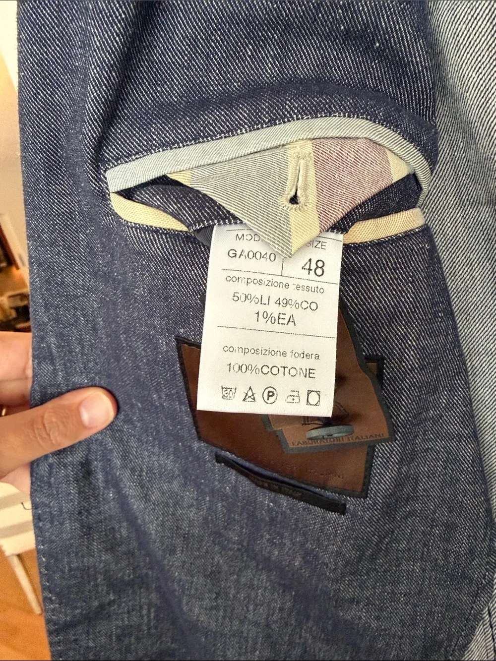 Men's Blue Casual Linen-Blend Blazer
